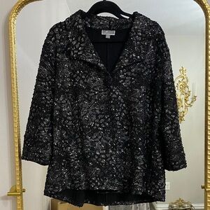 JM Collection Black Textured Women's Blouse